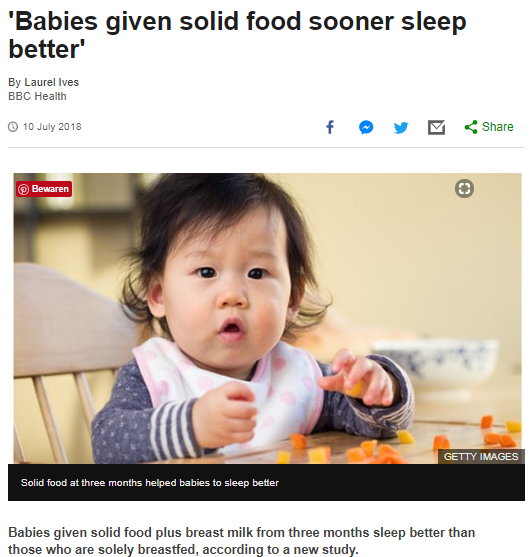 Slaapt je baby beter als je vroeg start met vaste voeding?